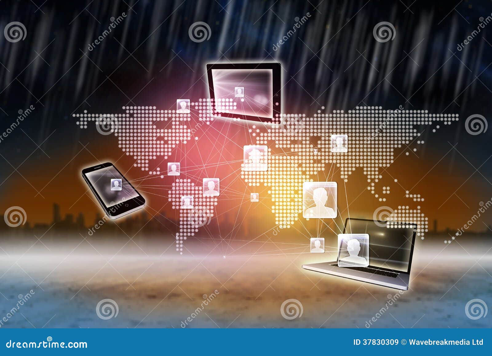 Composite Image of Online Community Background Stock Illustration