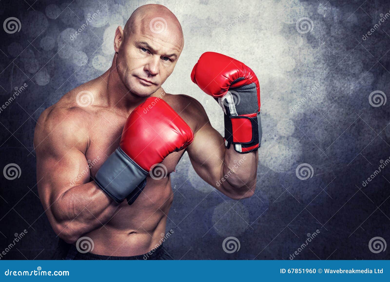 Composite Image of Portrait of Boxer with Red Gloves Stock Photo
