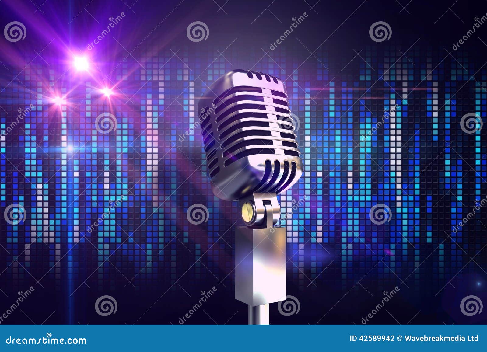 composite image of retro chrome microphone