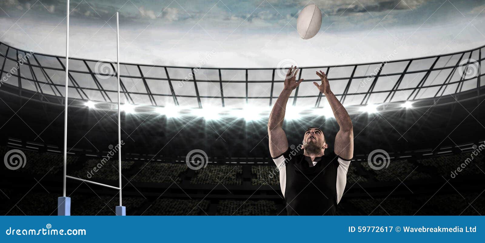 Composite Image of Rugby Player Catching the Ball Stock Image Image