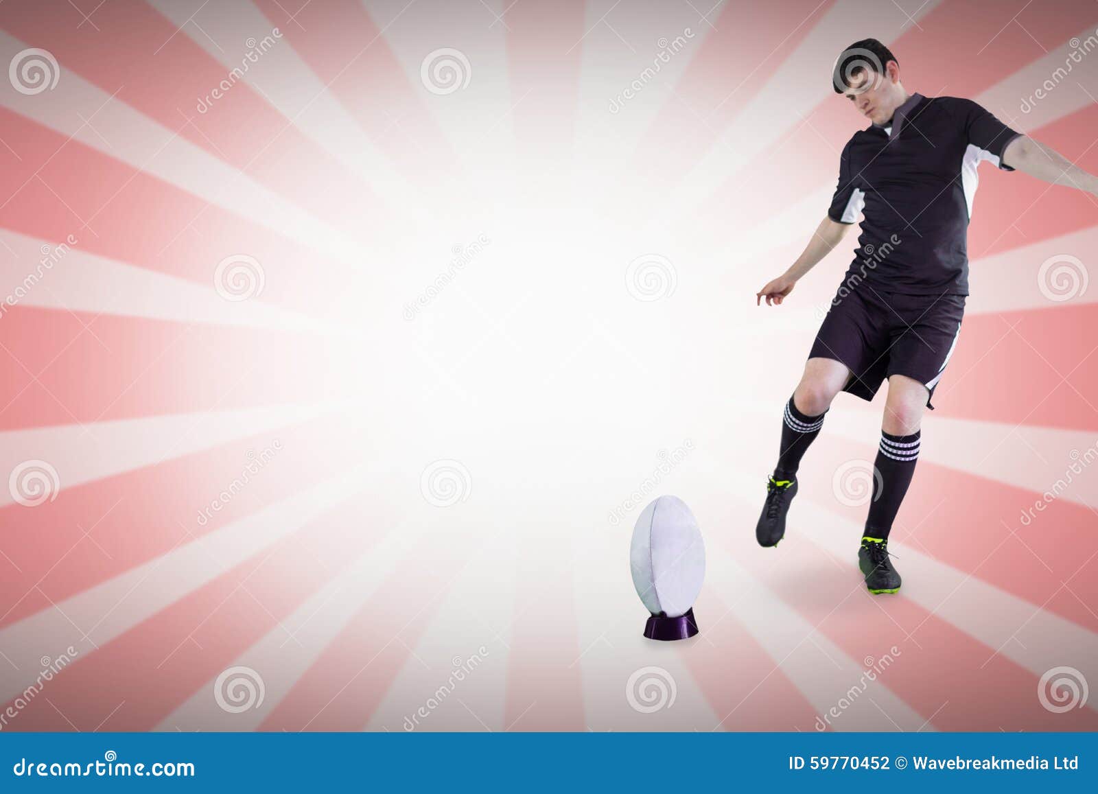Composite Image of Rugby Player Doing a Drop Kick Stock Photo Image