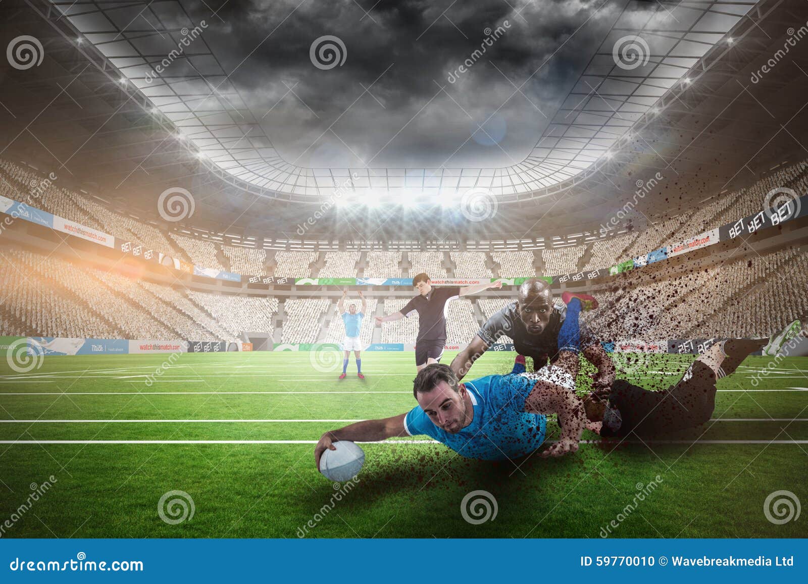 Composite Image of Rugby Player Doing a Drop Kick Stock Photo Image