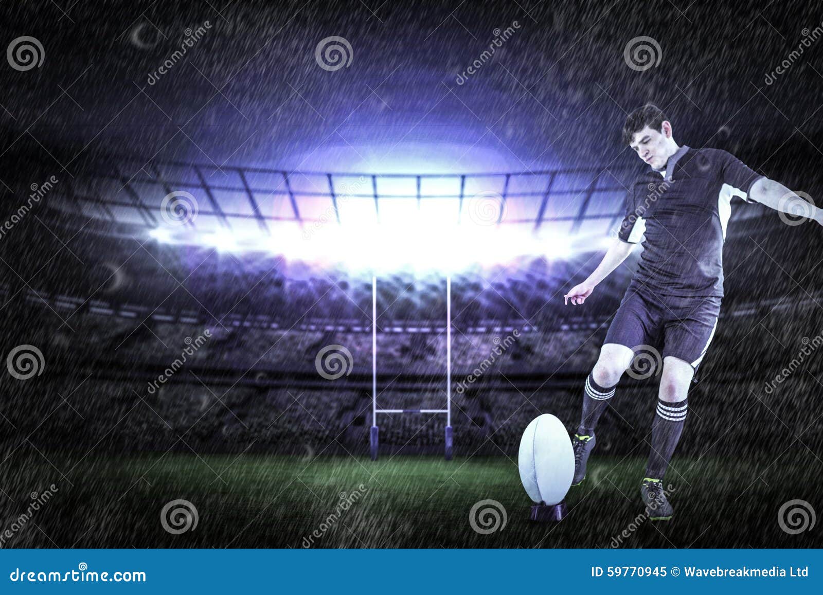 Composite Image of Rugby Player Doing a Drop Kick Stock Image Image