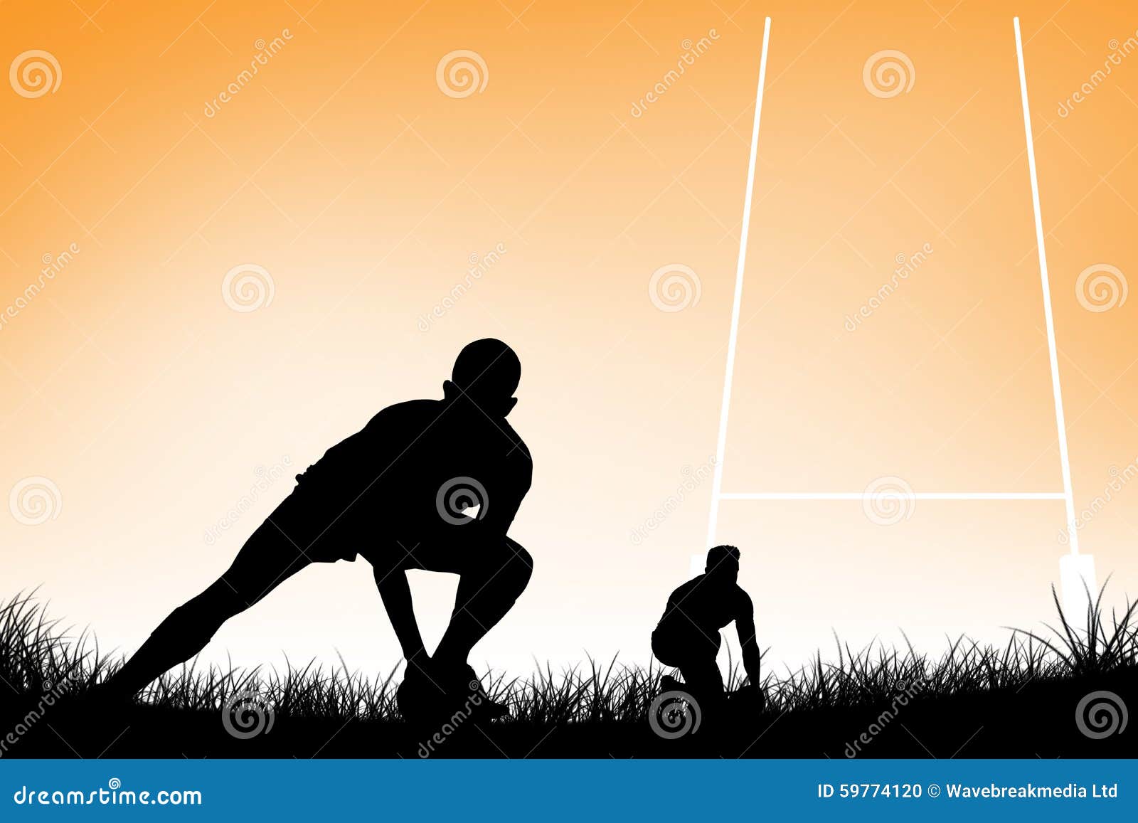 Composite Image of Rugby Player Getting Ready To Kick Ball Stock