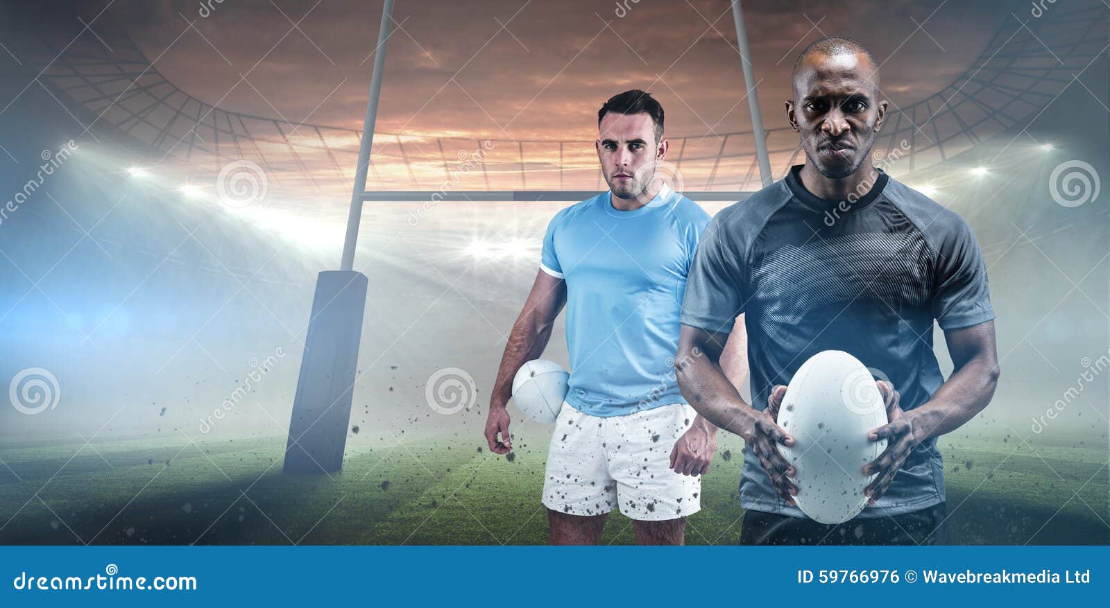 Composite Image of Rugby Player Looking at Camera Stock Photo Image