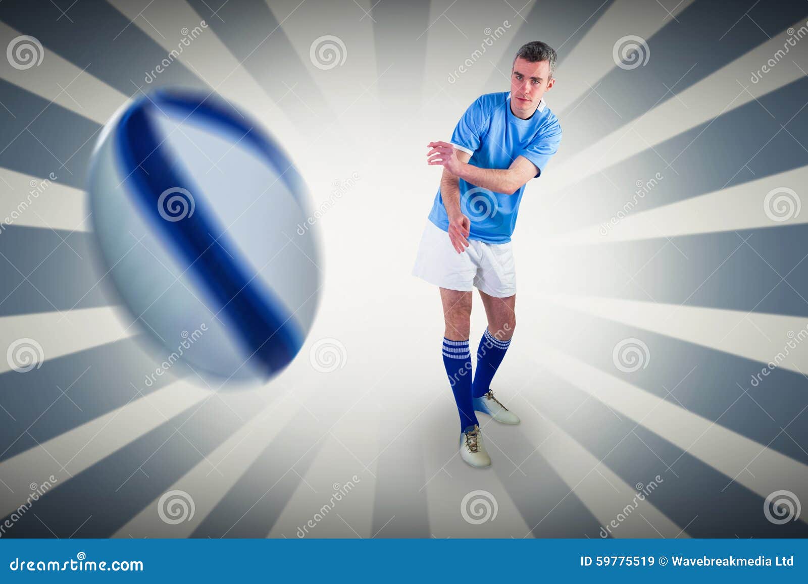 Composite Image Of Rugby Player Throwing A Rugby Ball Stock Image
