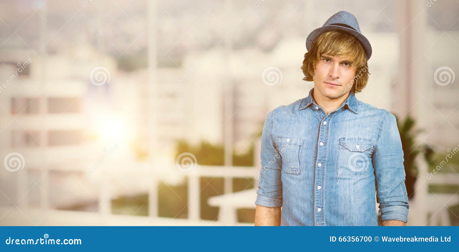 Composite Image of Serious Blond Hipster Staring at Camera Stock Photo ...