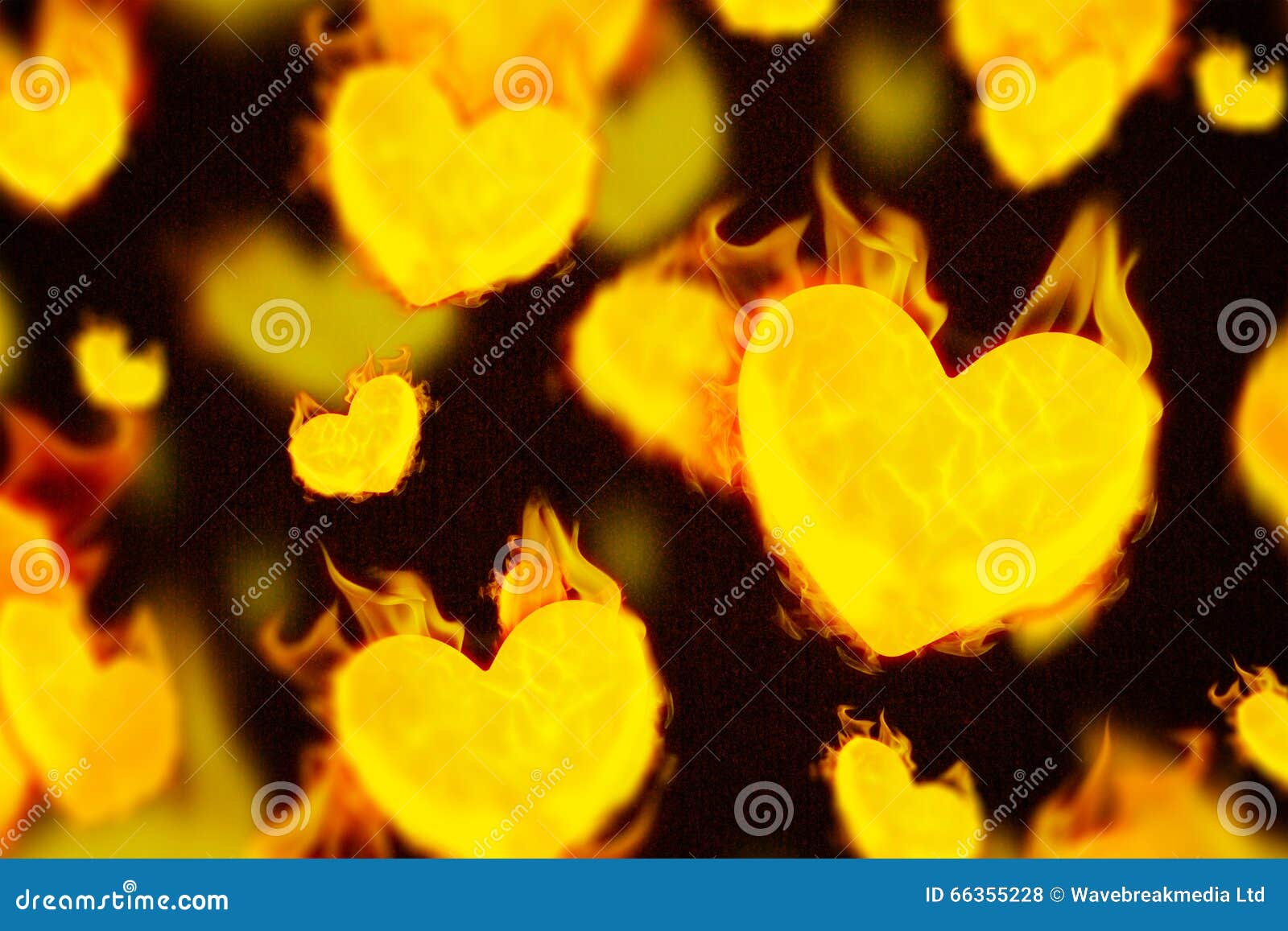 Composite Image of Several Heart on Fire Stock Illustration