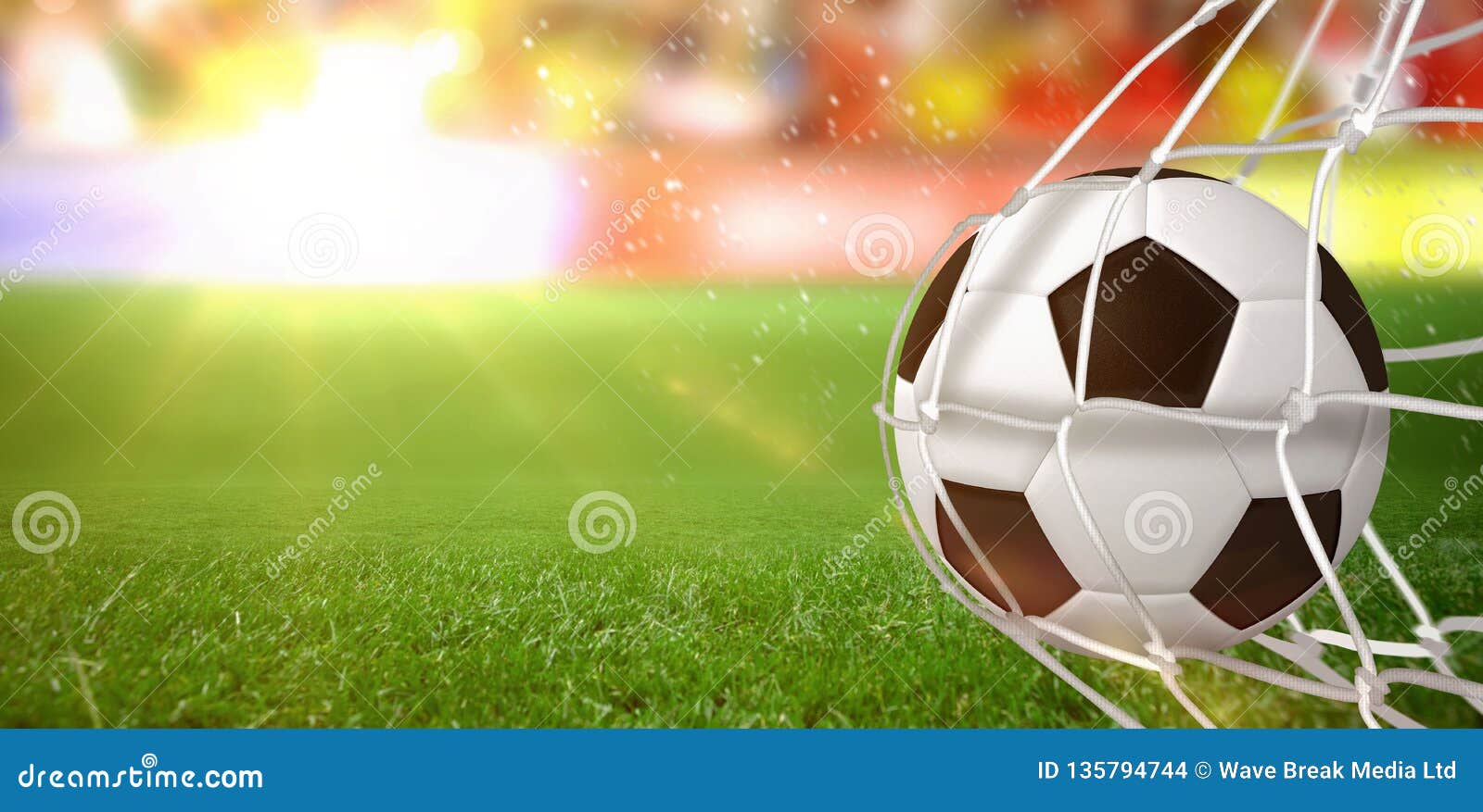 Composite Image of Soccer Ball in Goal Net Stock Photo - Image of ...