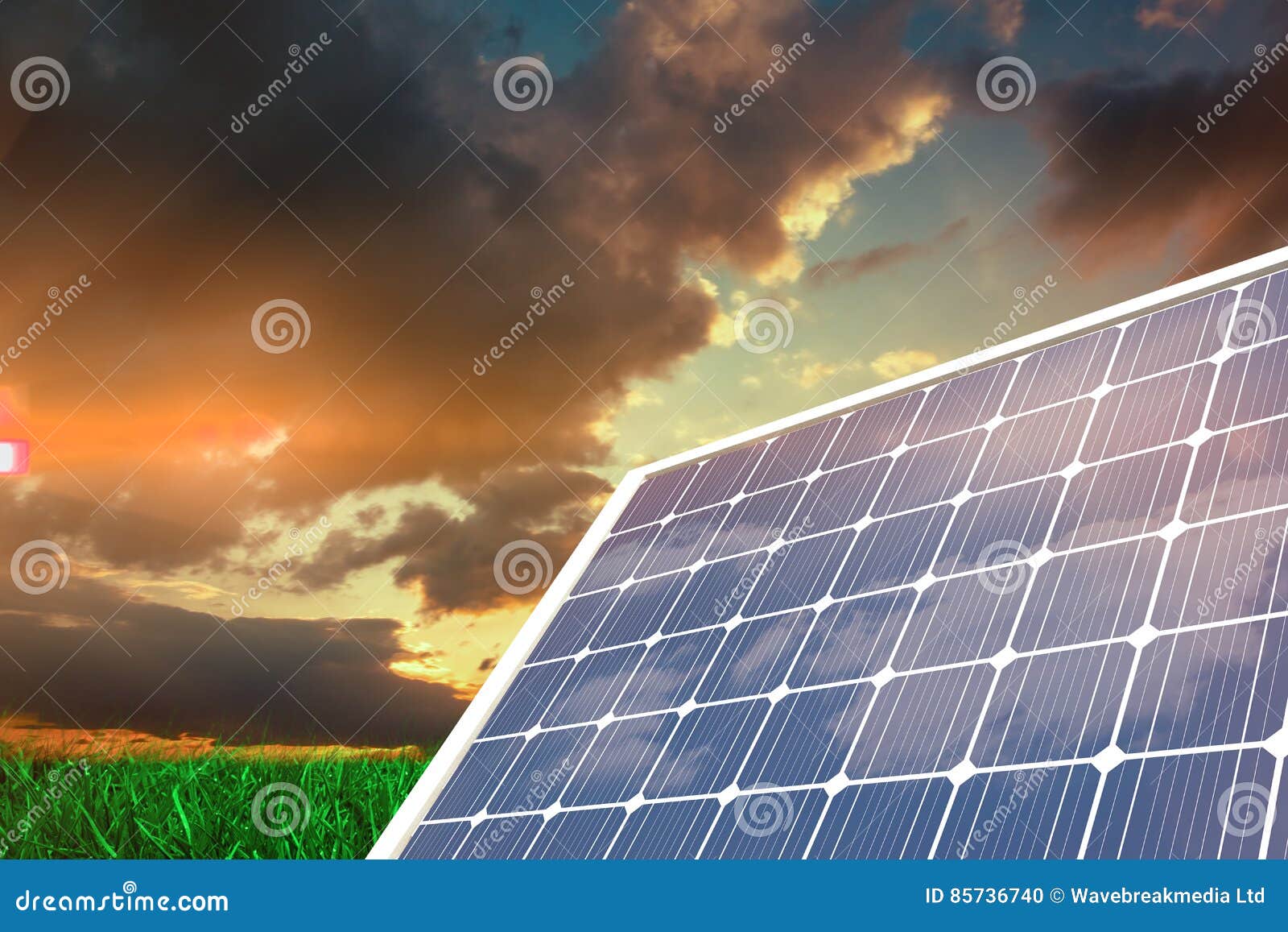 Composite Image of Solar Panel with Hexagon Shape Glasses Stock Photo