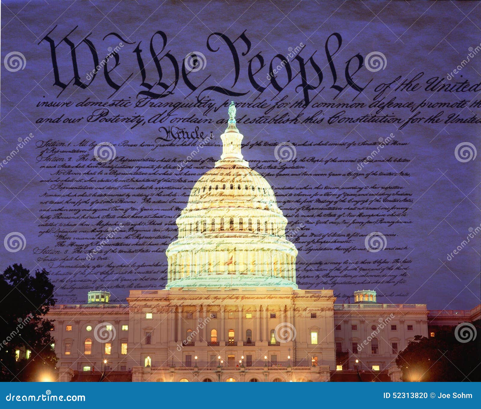 composite image of the u.s. capitol and the u.s. constitution