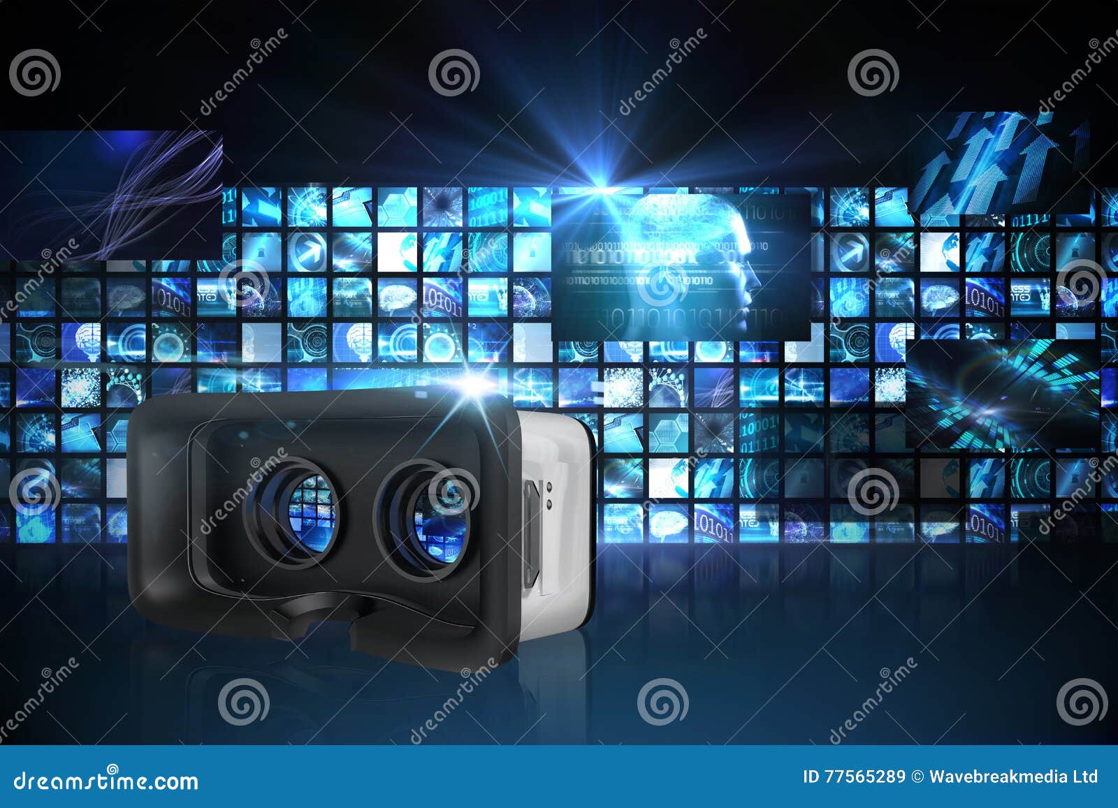 Composite Image Of Virtual Reality Simulator Over White Background