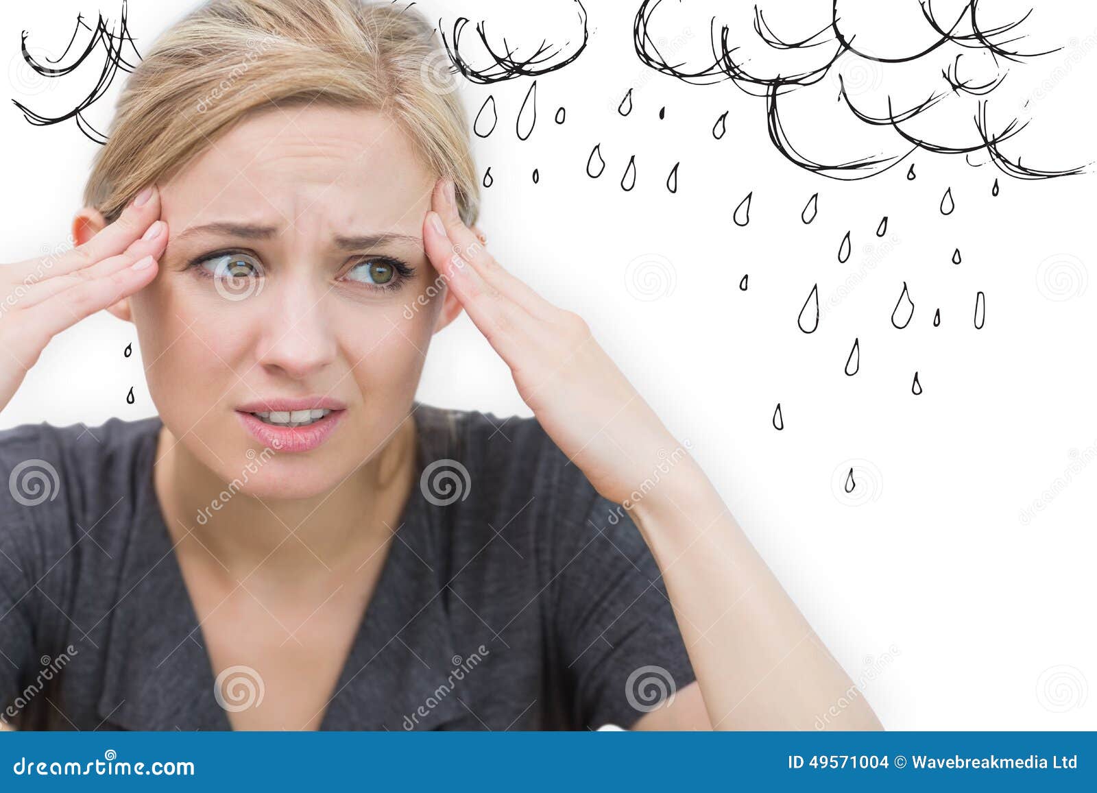 Composite Image of Woman with Headache Stock Illustration