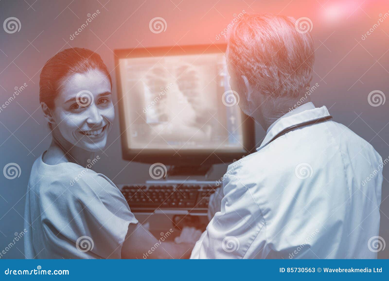 Xray Of A Human Thorax With Esophagus Highlighted In Red RoyaltyFree