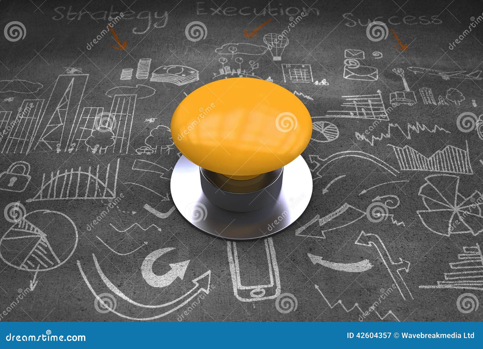 Composite Image of Yellow Push Button Stock Illustration Illustration