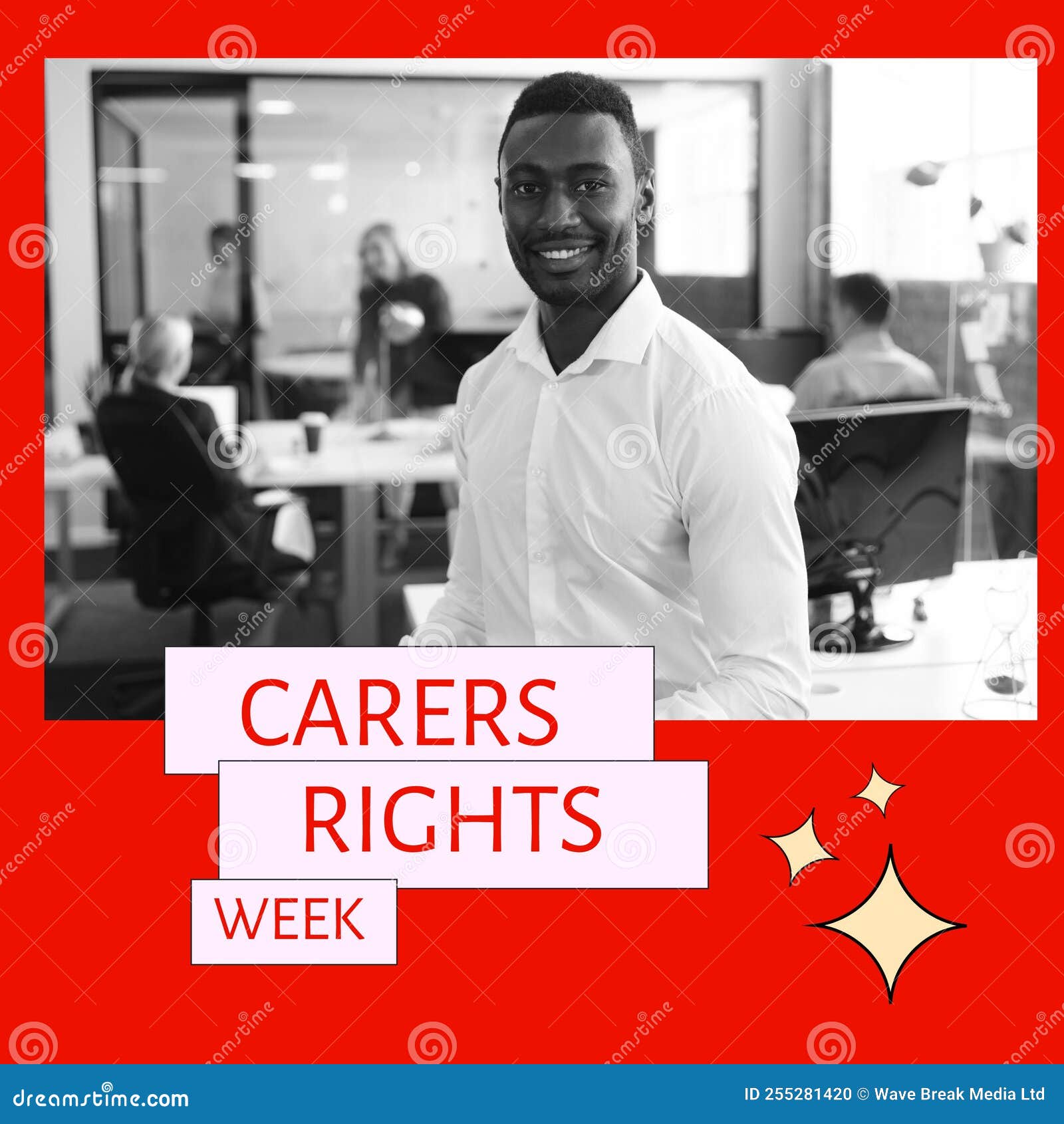 composition of carers rights week text with african american businessman