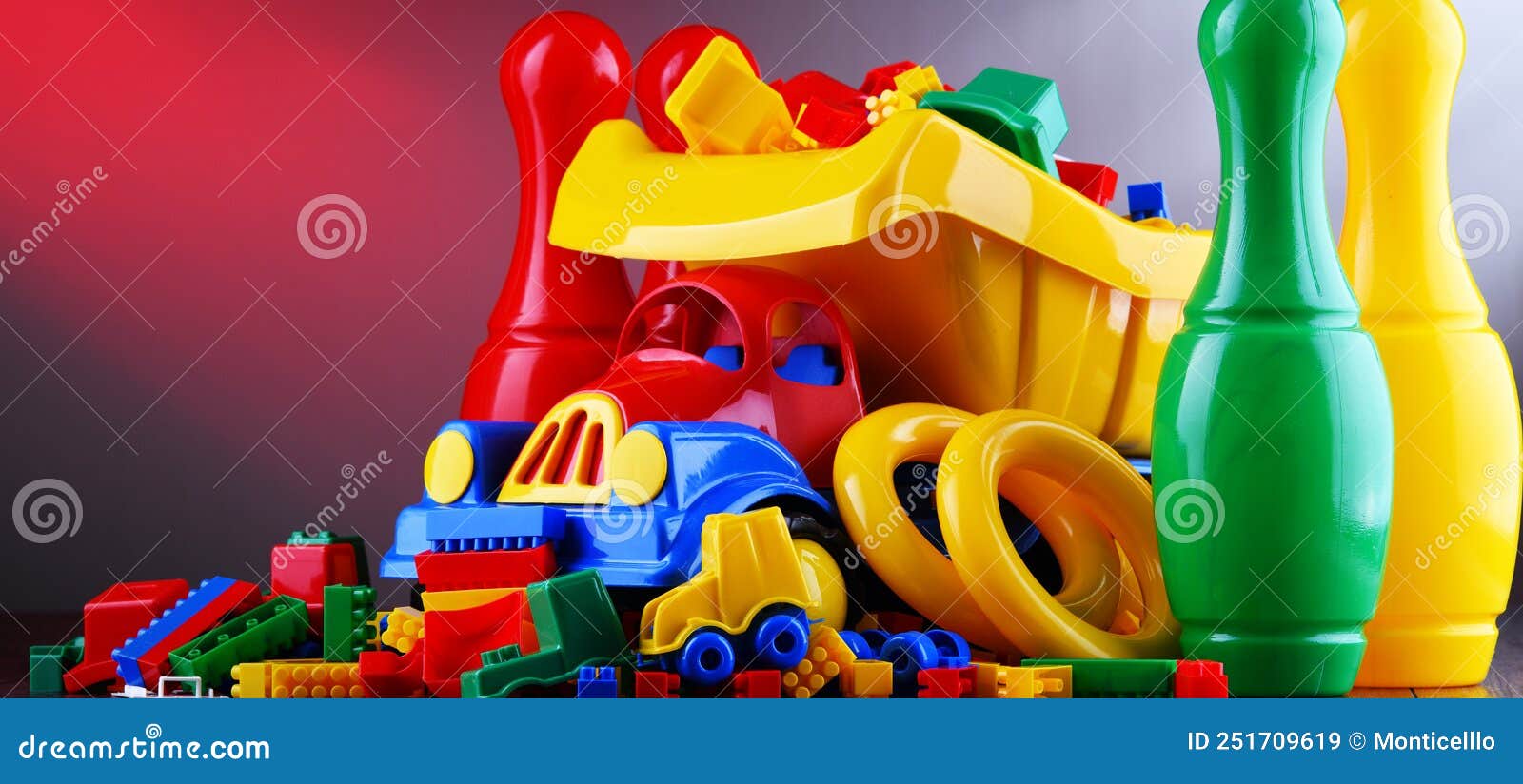 Composition with Colorful Plastic Children Toys Stock Image Image of