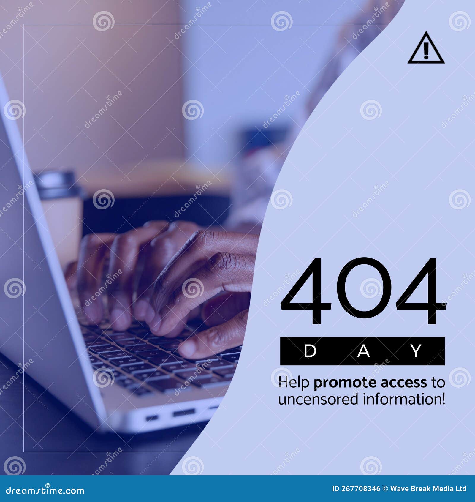 composition of 404 day help promote access to uncensored information text over hands using laptop