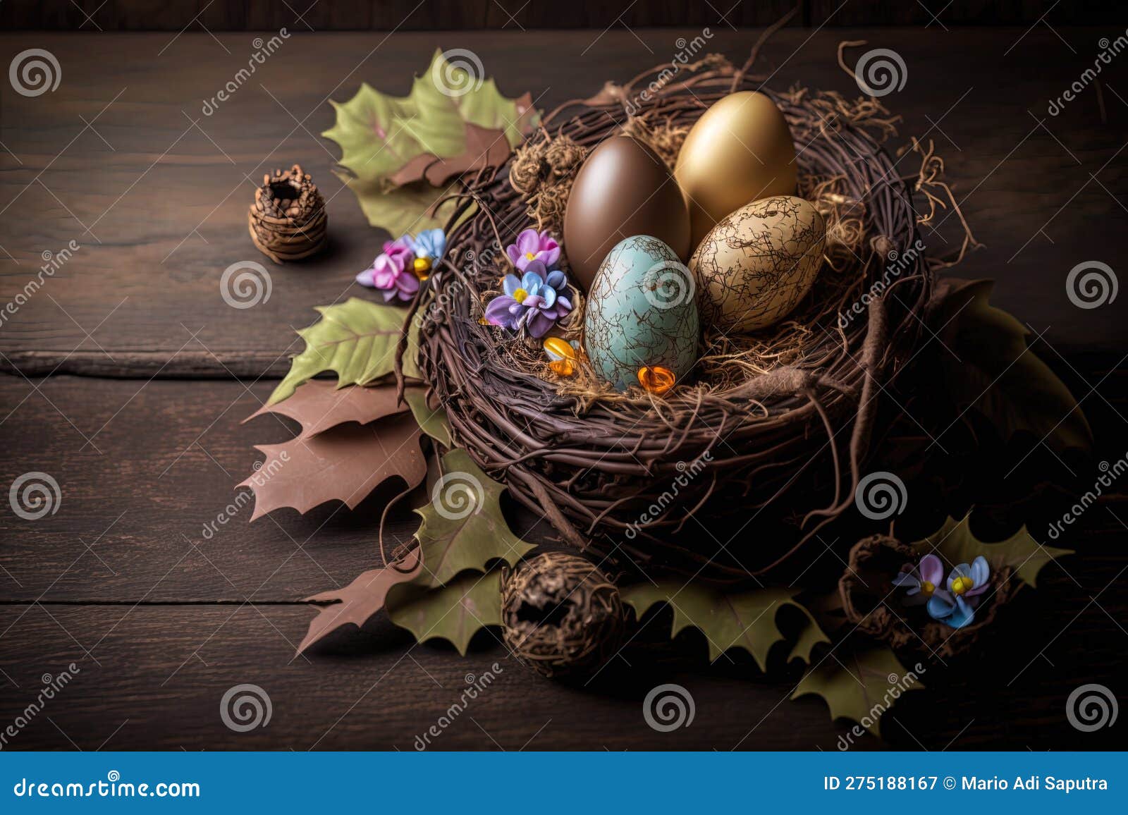 Spring Delight a Composition of Decorated Easter Eggs Stock