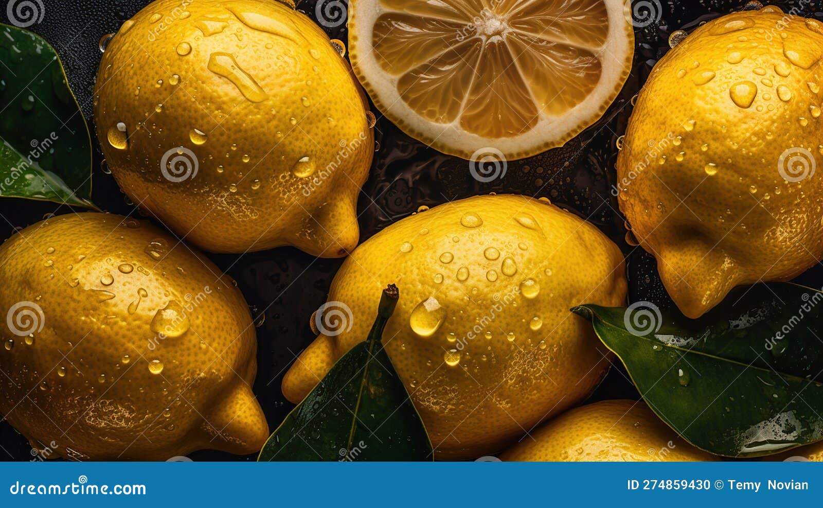 Composition of Delicious Citrus Fruit and Green Leaves on Dark