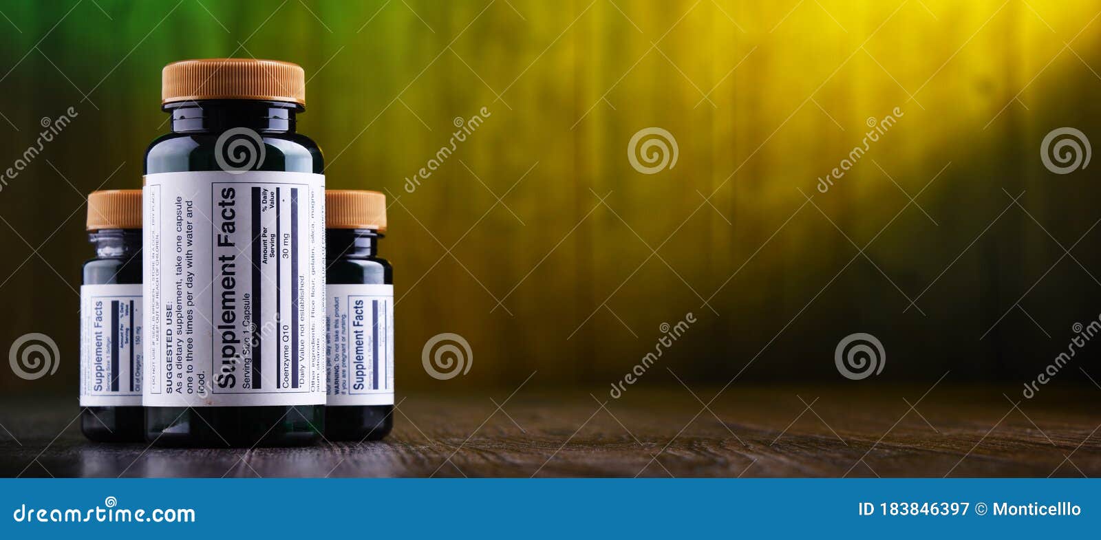 Composition with Dietary Supplement Containers. Drug Pills Stock Image