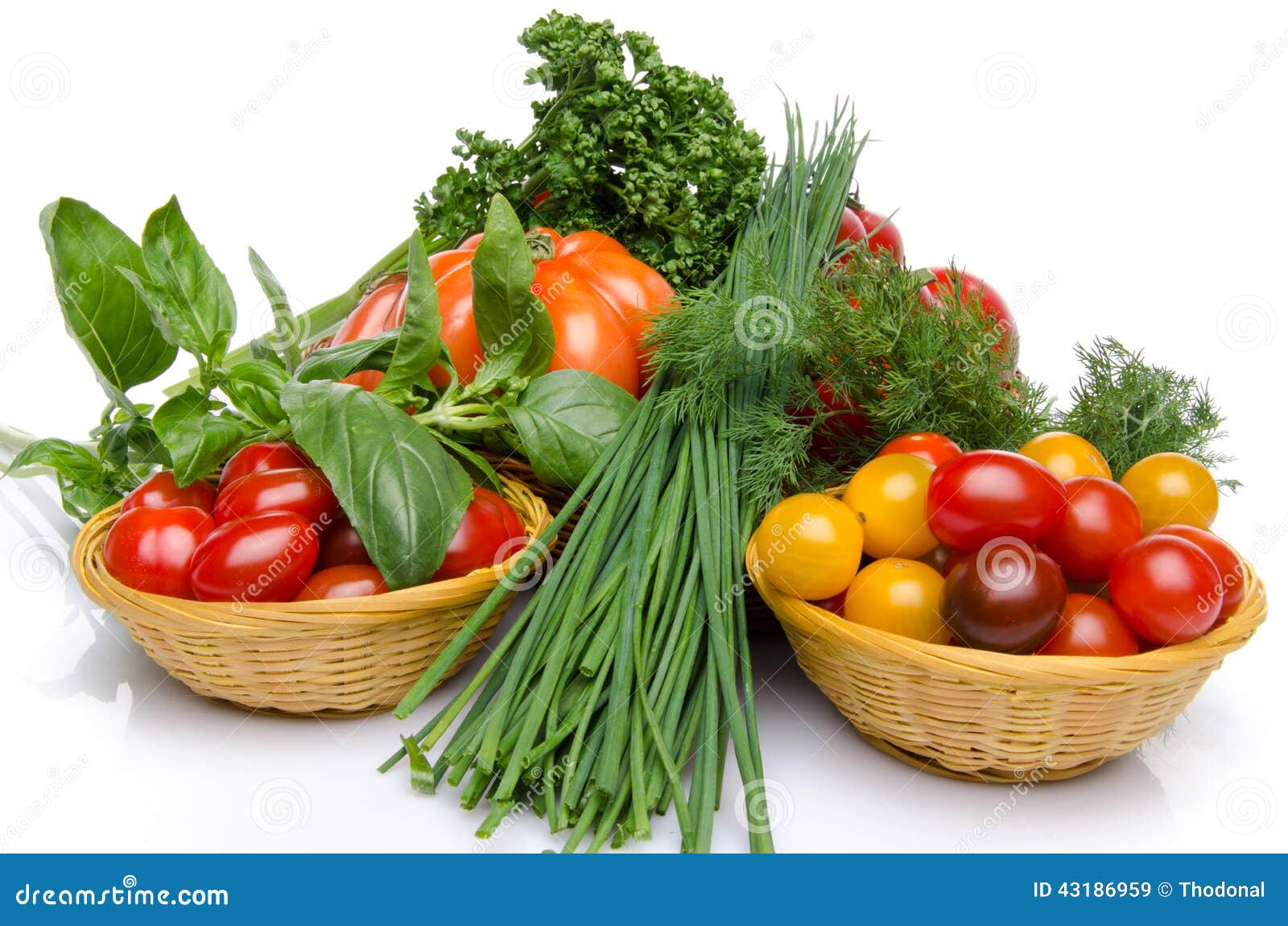 Composition of Different Varieties of Tomatoes with Herbs Stock Image ...