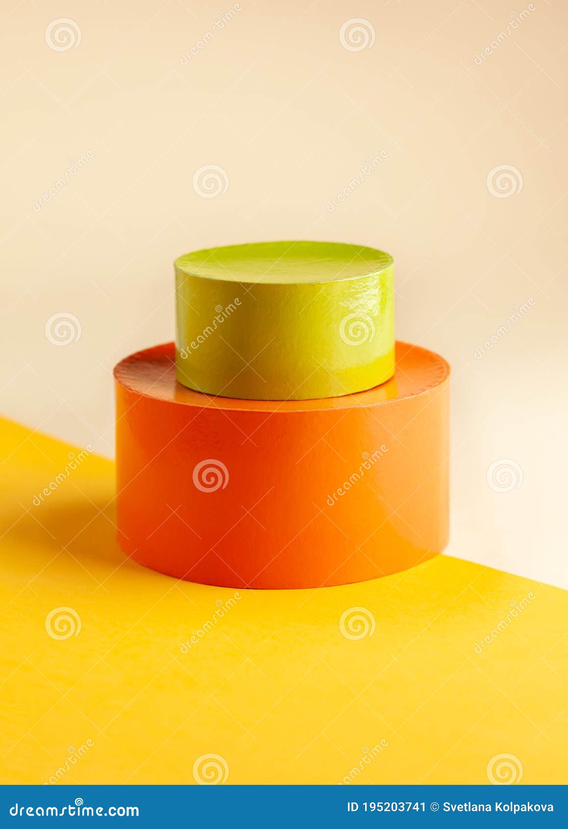 composition with empty circle  podiums for products presentation or exhibitions. abstract background of different colorful