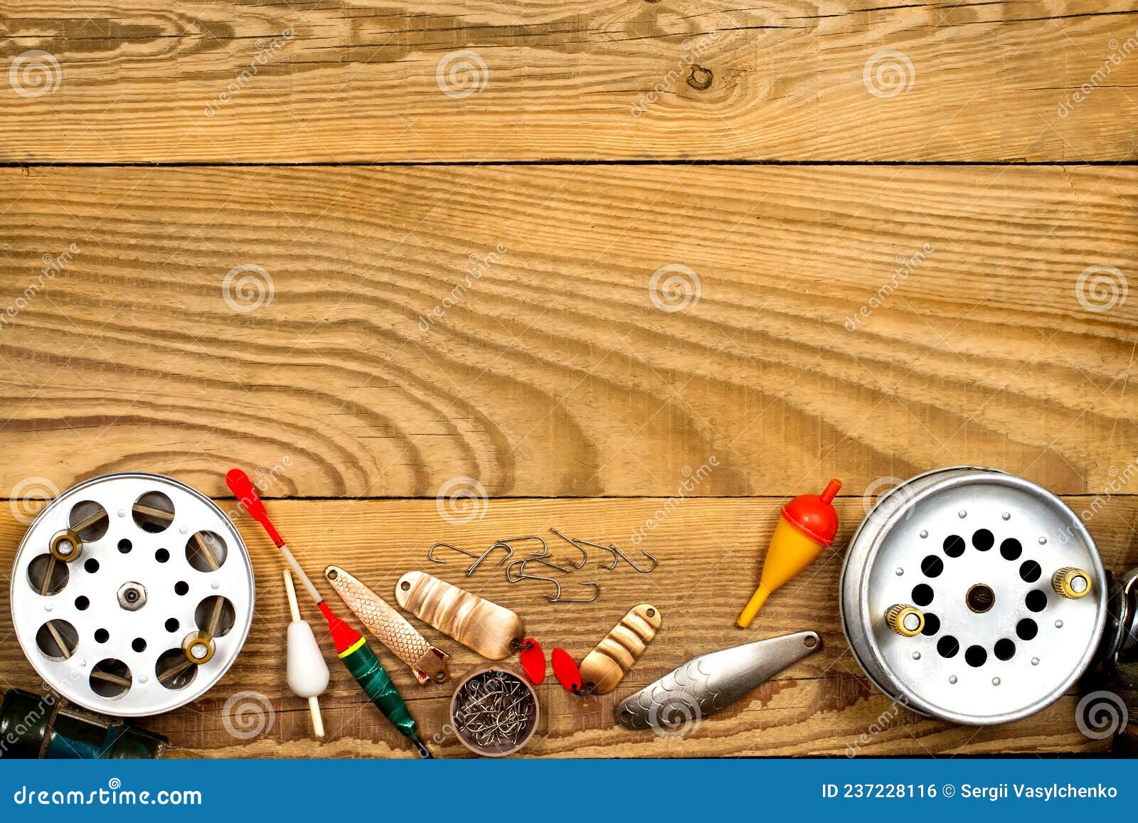 https://thumbs.dreamstime.com/z/composition-fishing-tackle-accessories-wood-background-image-theme-tourism-outdoor-activities-237228116.jpg