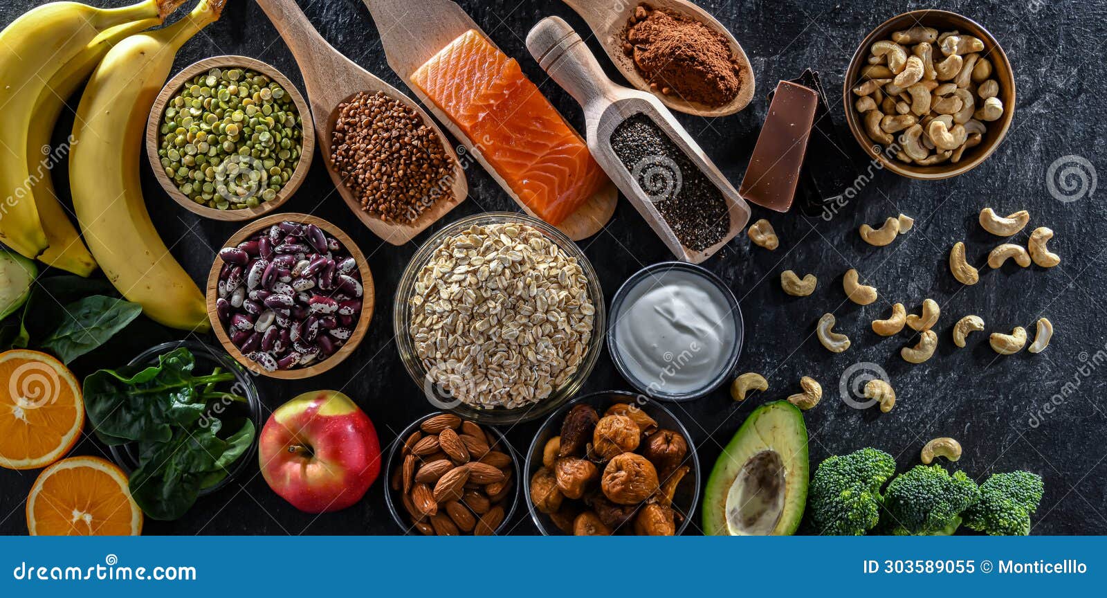 Composition with Food Products Rich in Magnesium Stock Image Image of