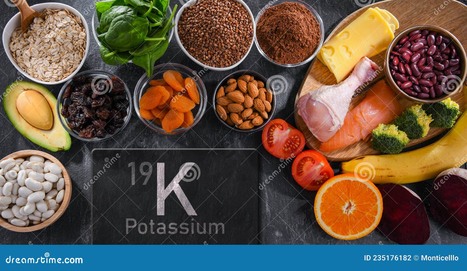 Composition with Food Products Rich in Potassium Stock Photo Image of