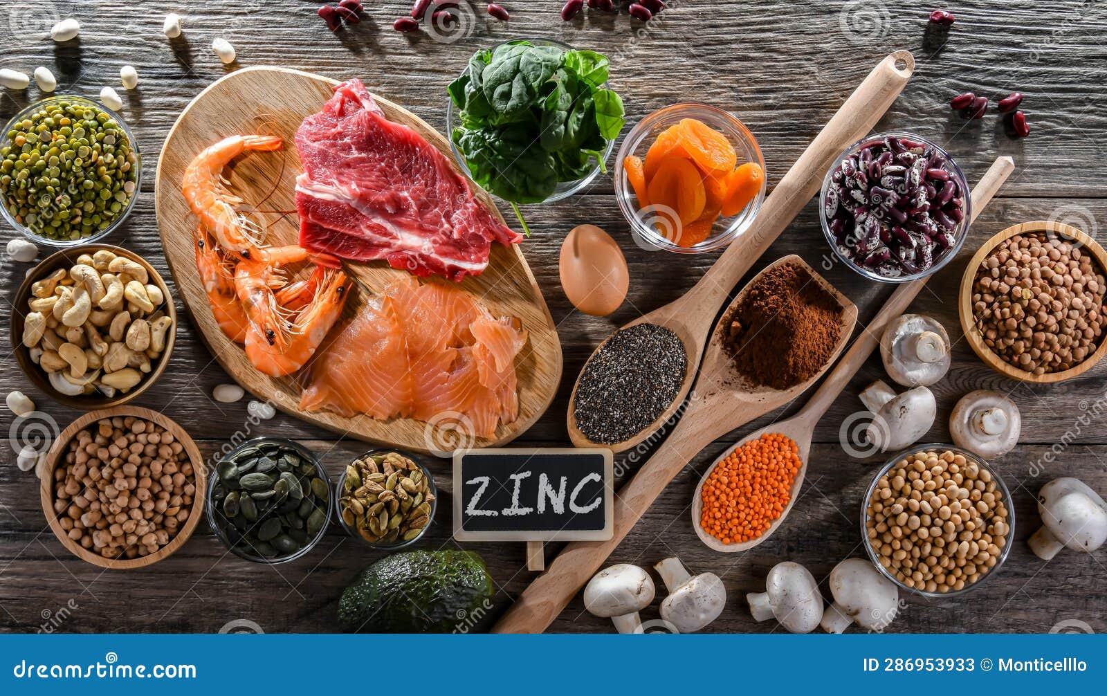 Composition with Food Products Rich in Zinc Stock Image Image of