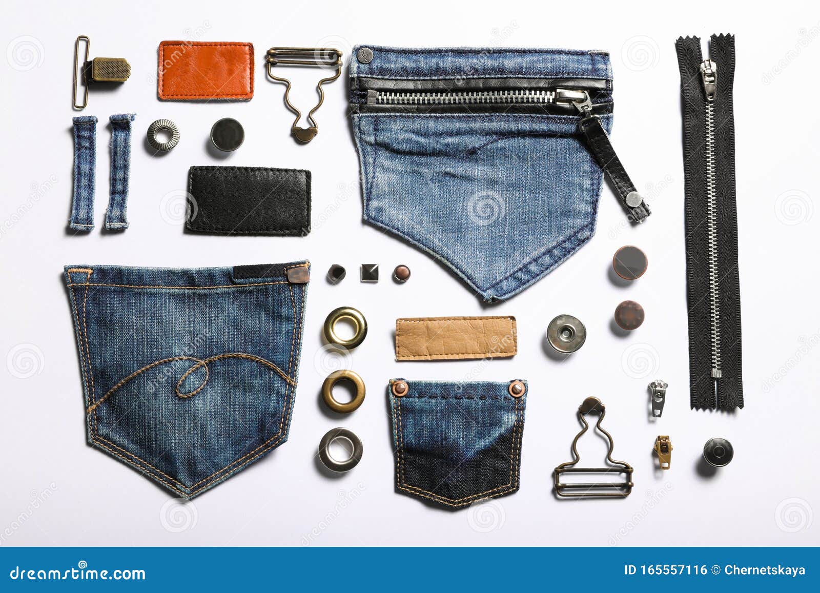 Composition with Garment and Cutting Details for Jeans Isolated on Stock Photo - of worn, slider: 165557116