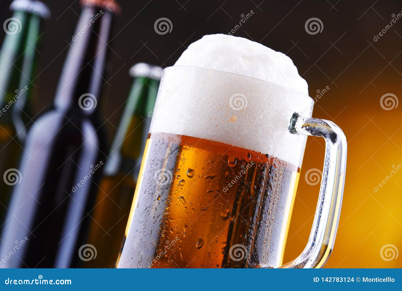 Composition with Glass and Bottles of Beer Stock Photo Image of brewery, pilsner 142783124