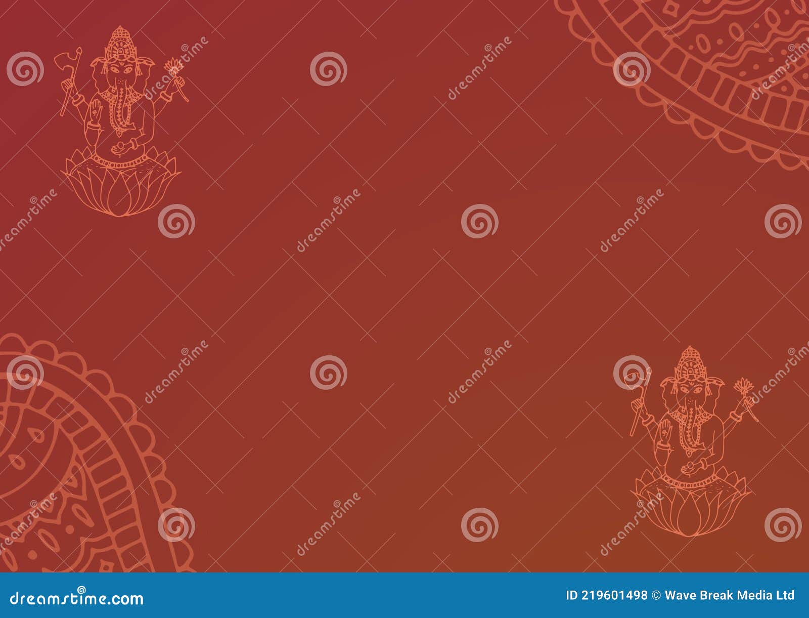 Composition of Indian Ganesh God Designs with Decorative Patterns on Brown  Background Stock Illustration - Illustration of background, template:  219601498