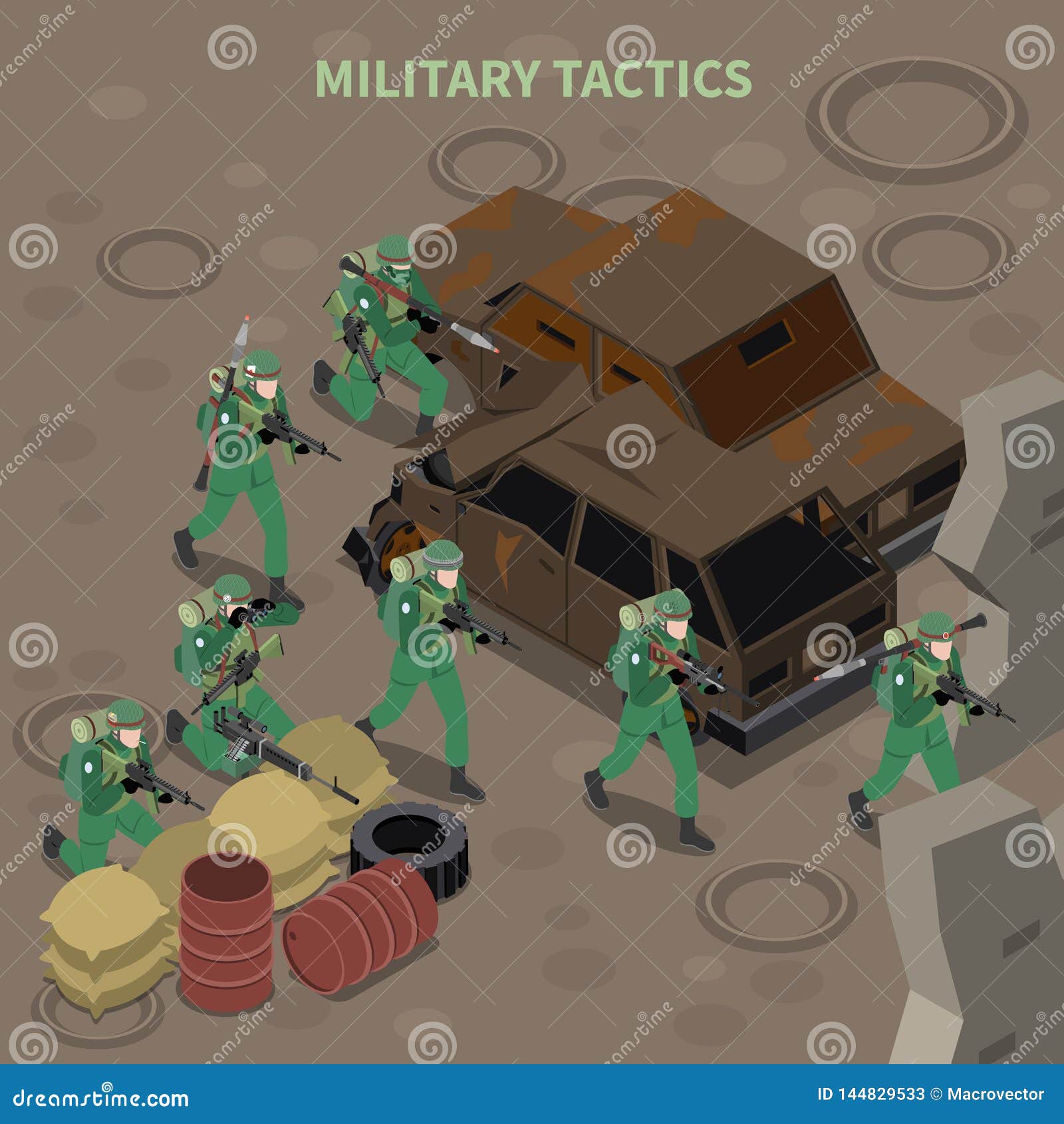 Composition IsomÃ©trique En Tactique Militaire Illustration de
