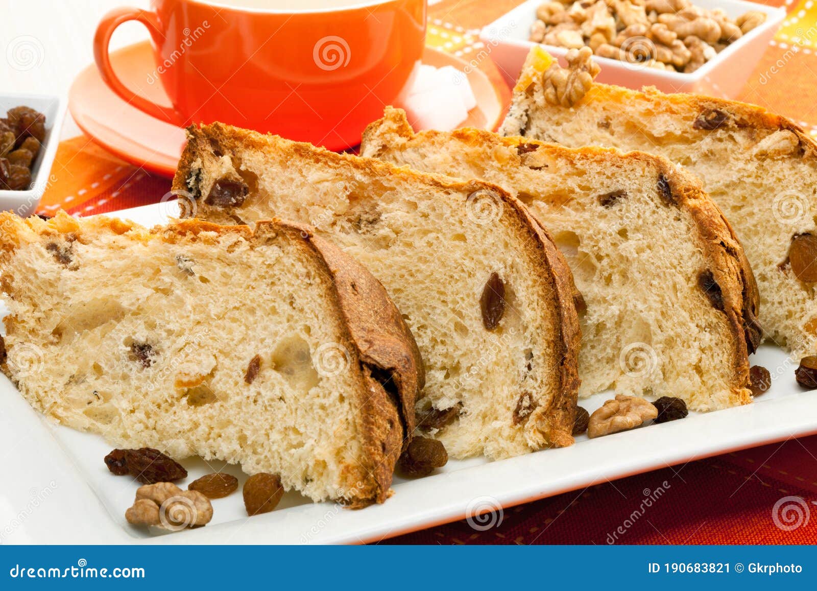 Italian Cake with Nuts and Raisins Stock Image - Image of breakfast ...