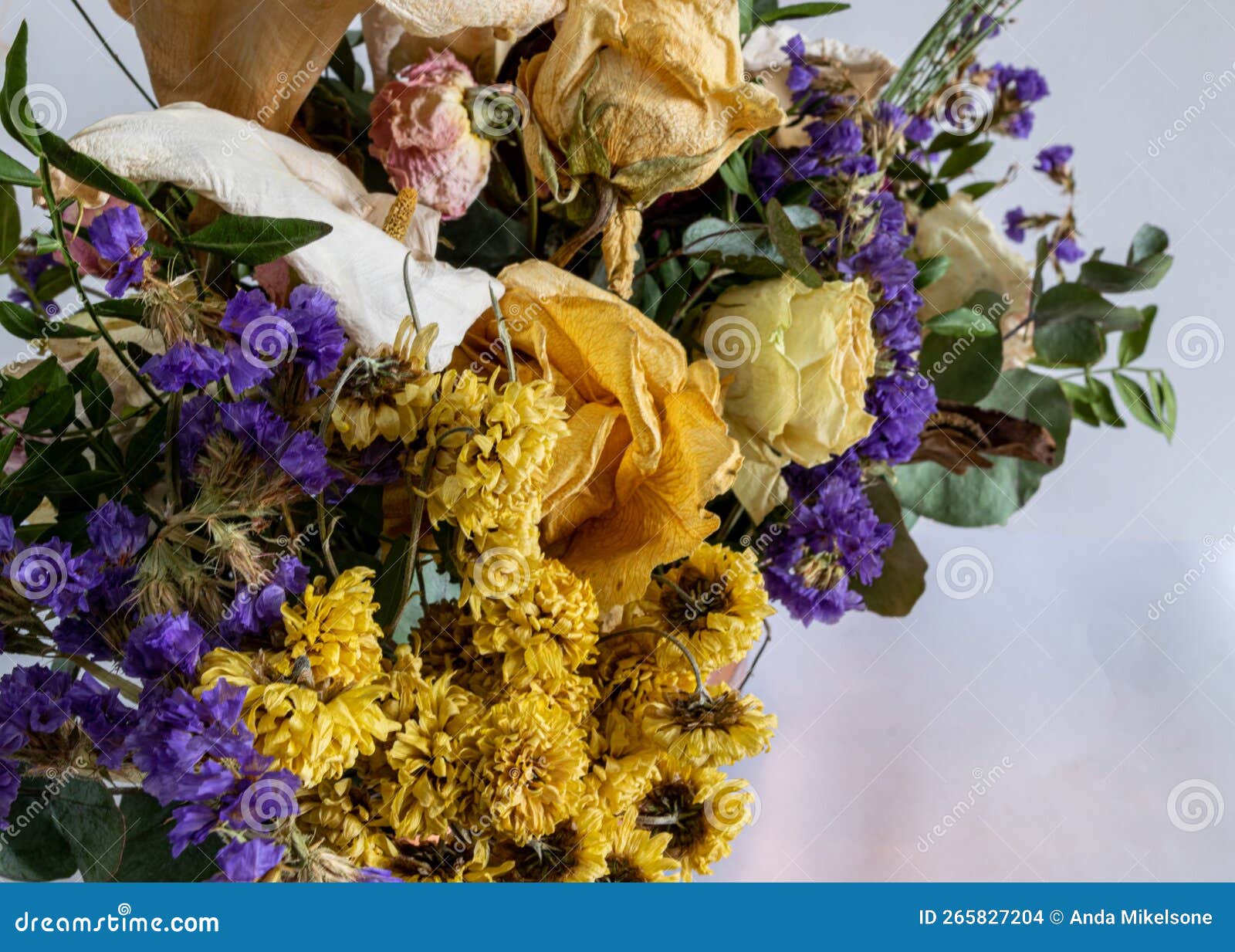 A Composition of Many Different Colored Flowers from Dry, Dried Flowers