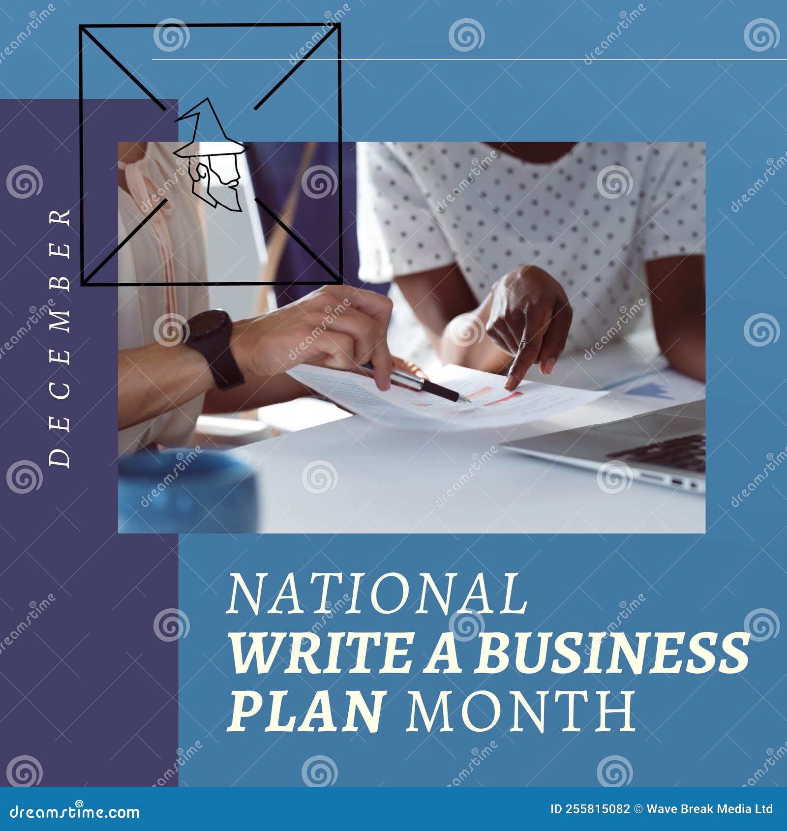 Composition of National Write a Business Plan Month Text Over Diverse Business People in Office
