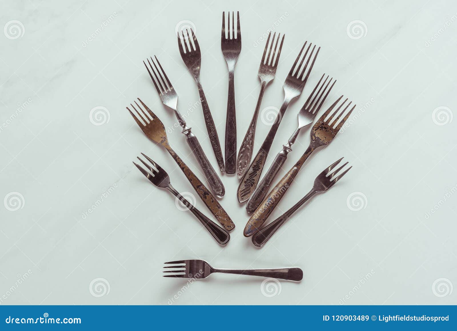 Composition of Old Metal Forks Stock Image Image of goods, setting