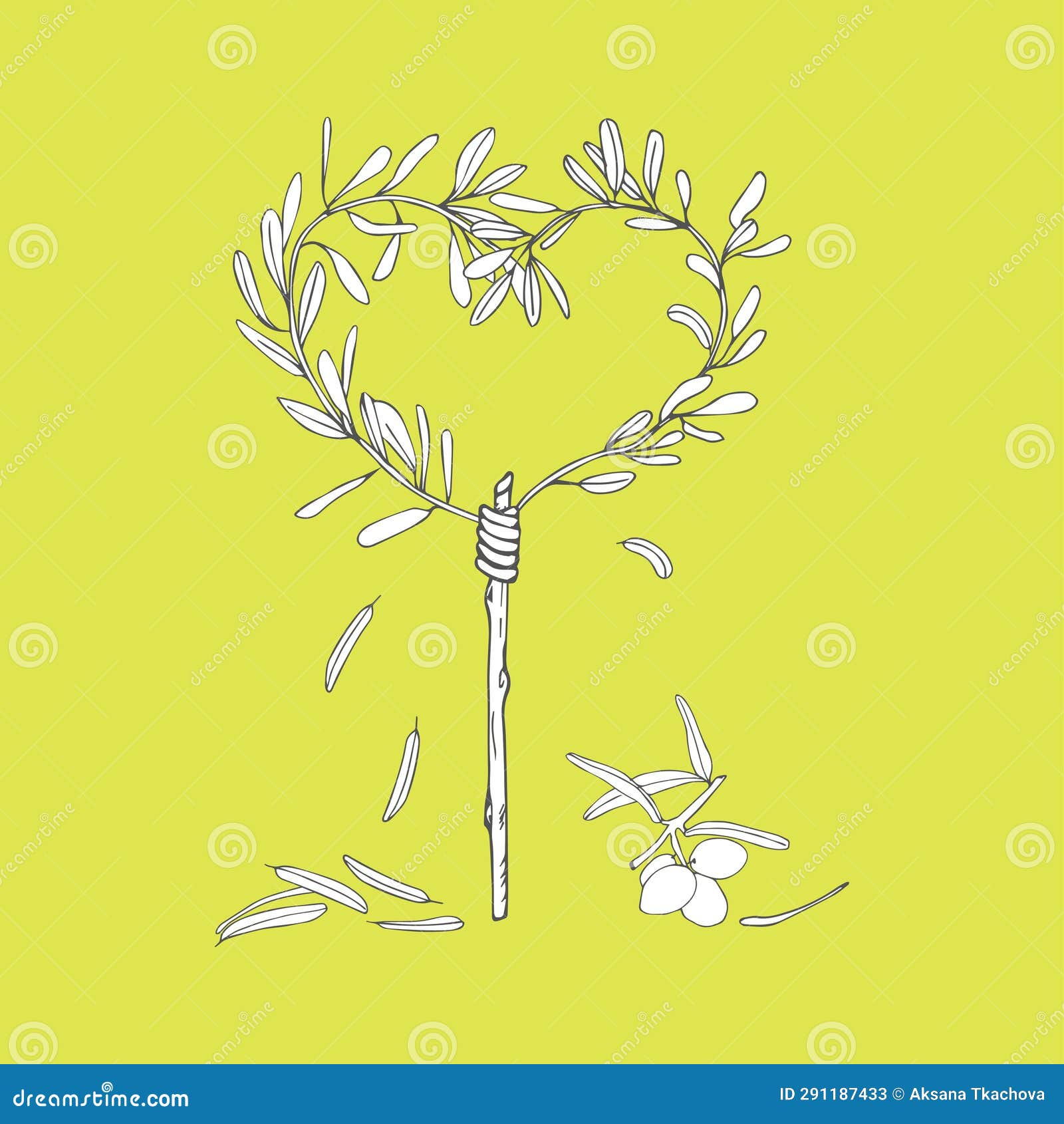 Composition of Olive Branches. an Olive Branch in the Shape of a Heart