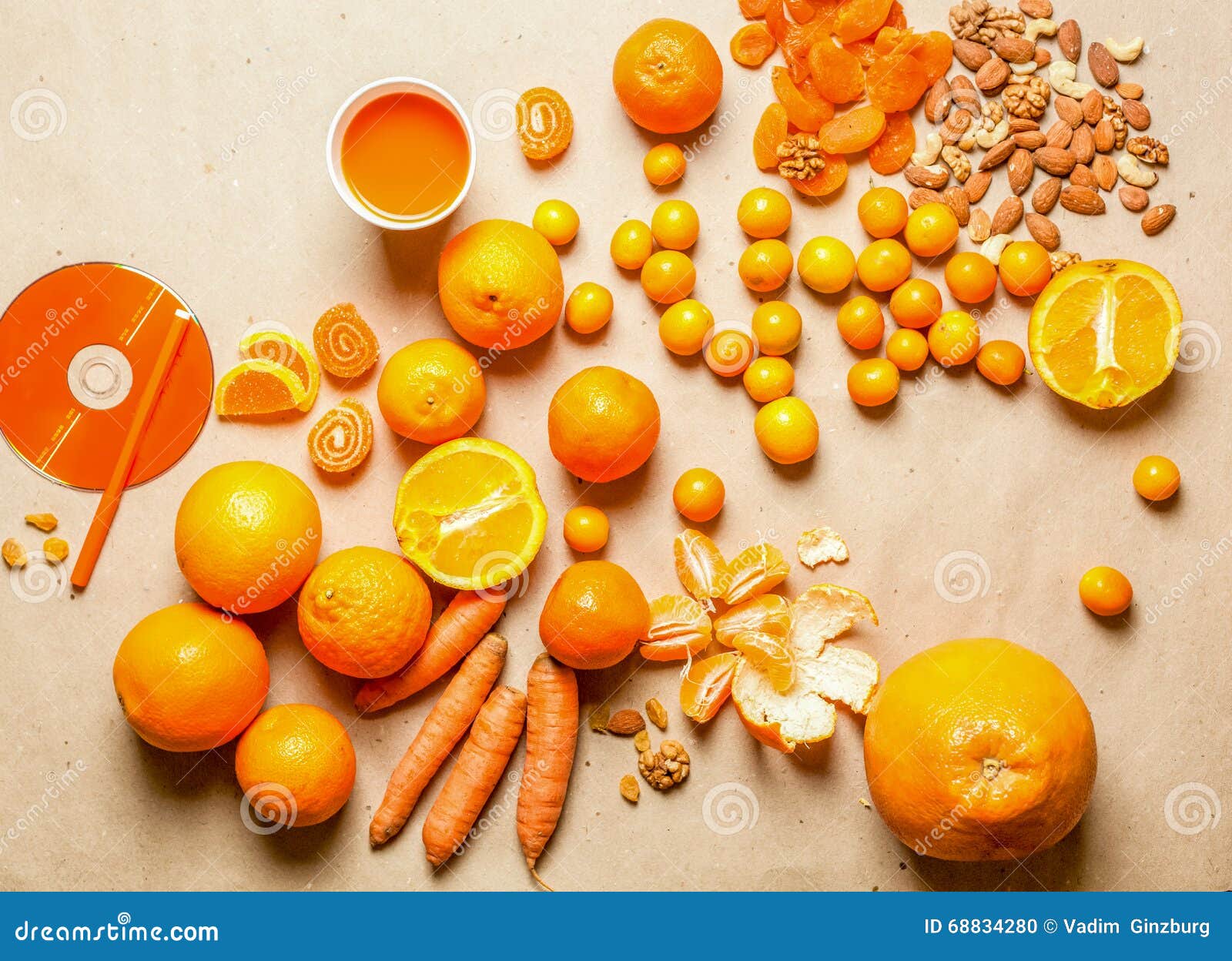 The Composition of the Orange Fruits and Vegetables Stock Photo - Image ...