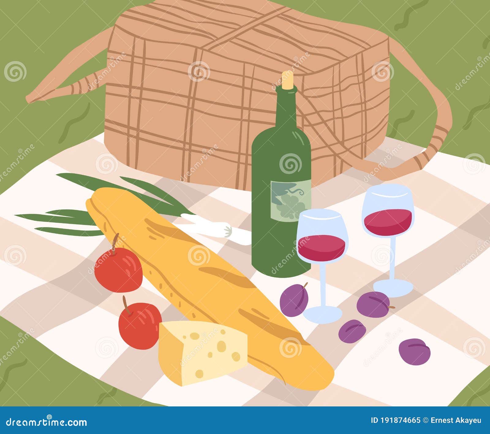 Download Composition For Outdoor Picnic Serving On Blanket Vector ...