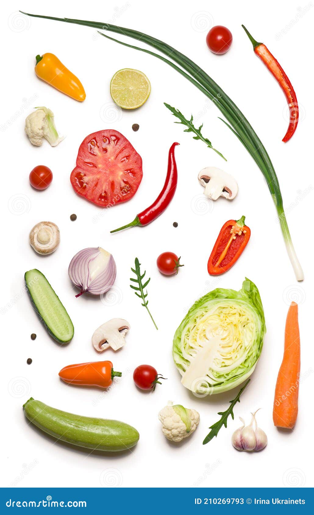 Composition with Raw Vegetables Isolated on White Stock Image Image