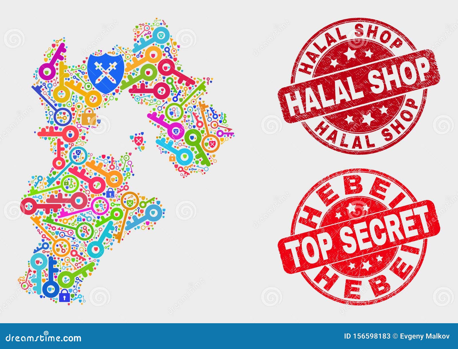 Composition Of Safety Hebei Province Map And Distress Halal Shop Watermark Stock Vector Illustration Of Regional Lock