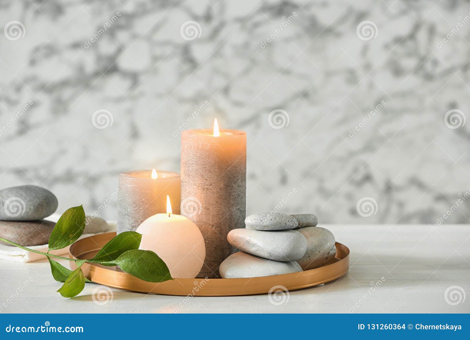 Composition with Spa Stones and Candles Stock Photo Image of