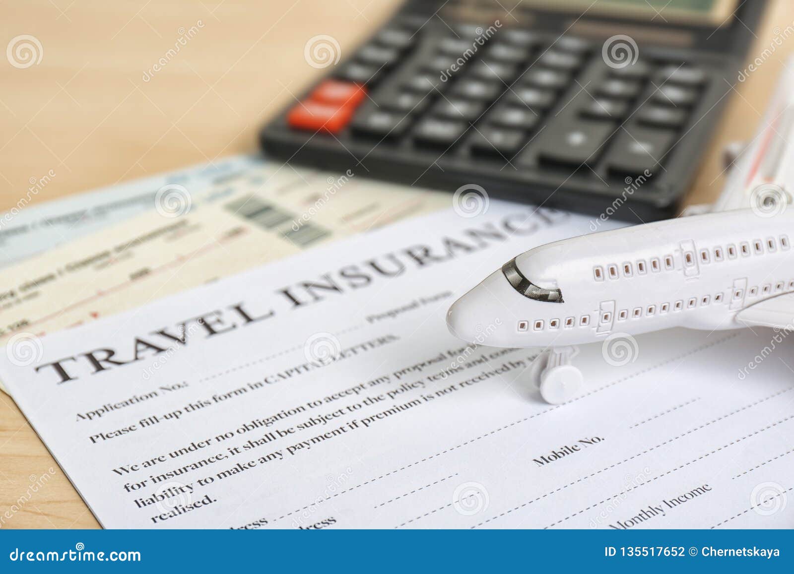 Composition With Toy Plane, Calculator And Travel