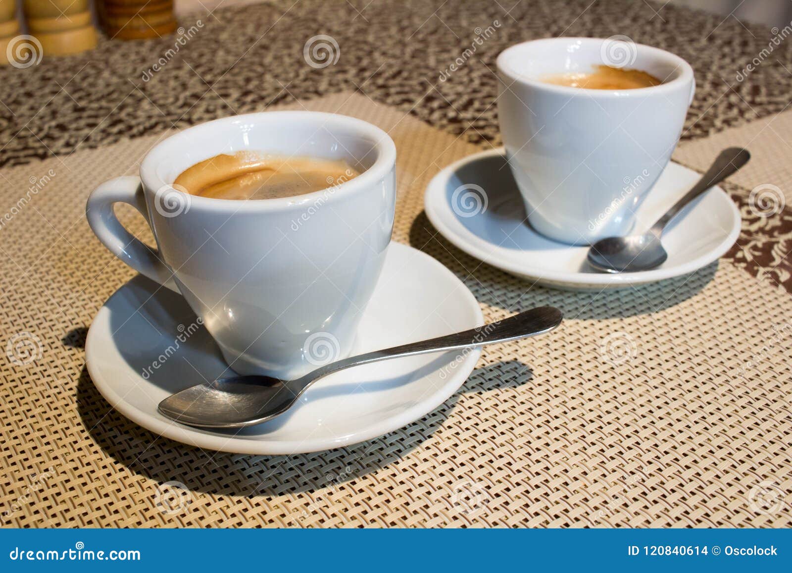 Composition, Two White Coffee Cups, Serving Plates, Small Metal Stock Photo Image of life