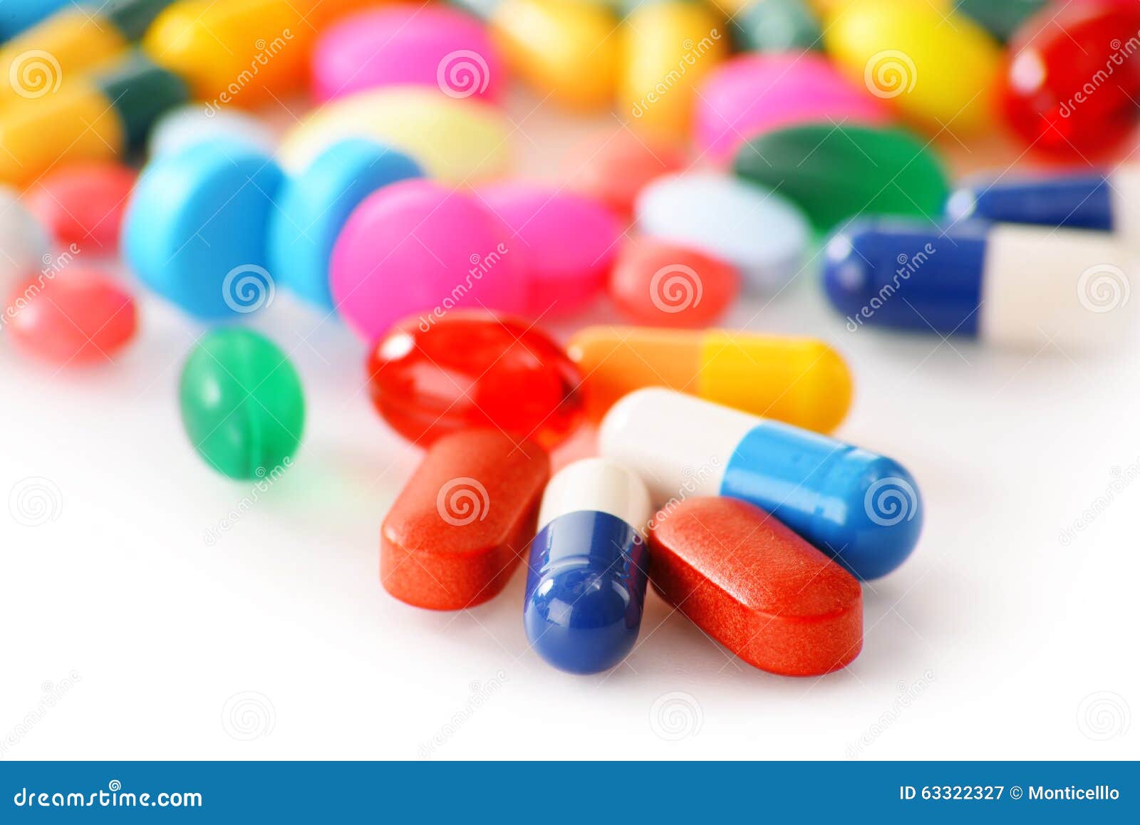 Composition with Variety of Drug Pills and Dietary Supplements Stock