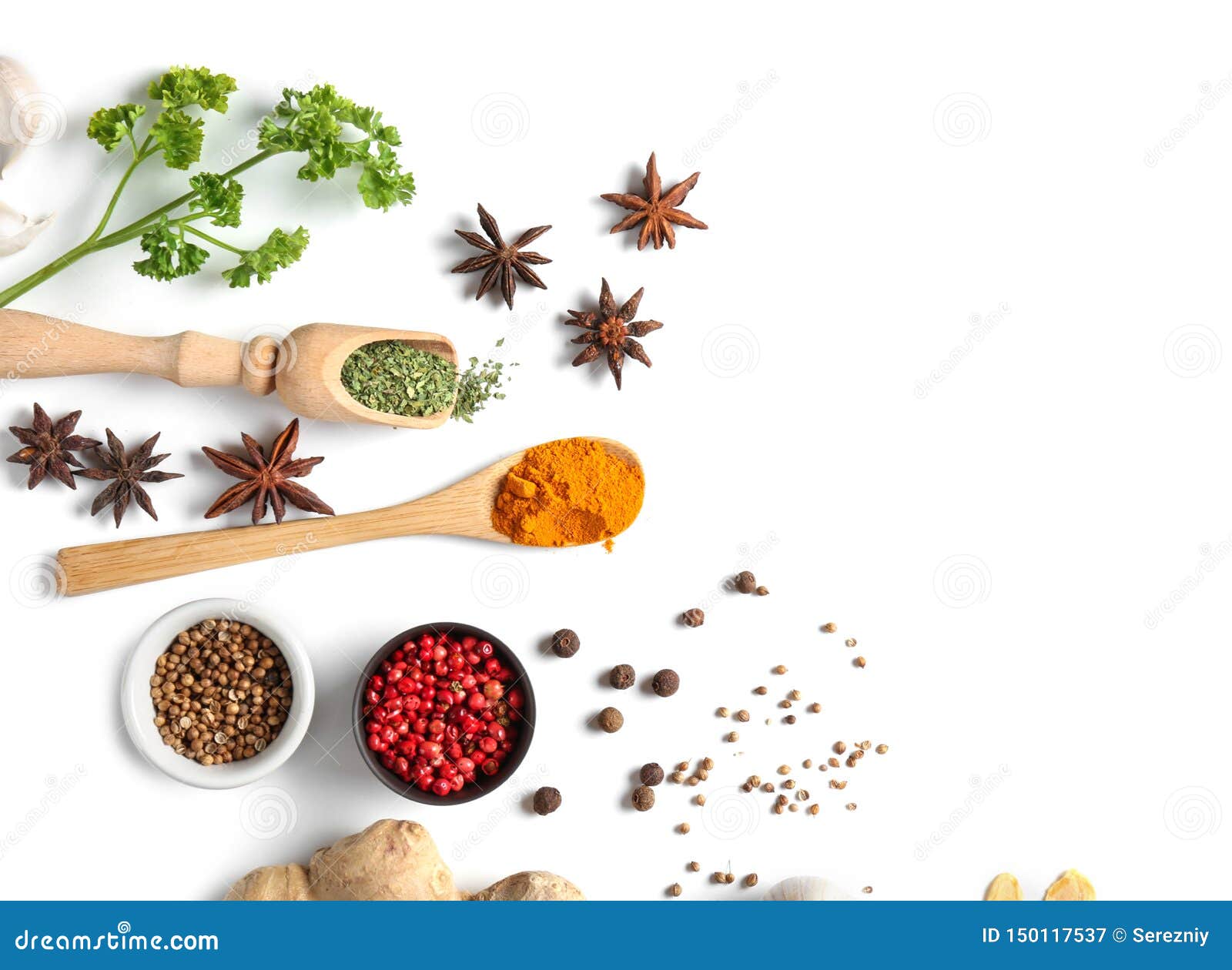 Composition with Various Spices on White Background Stock Image - Image of  organic, anise: 150117537