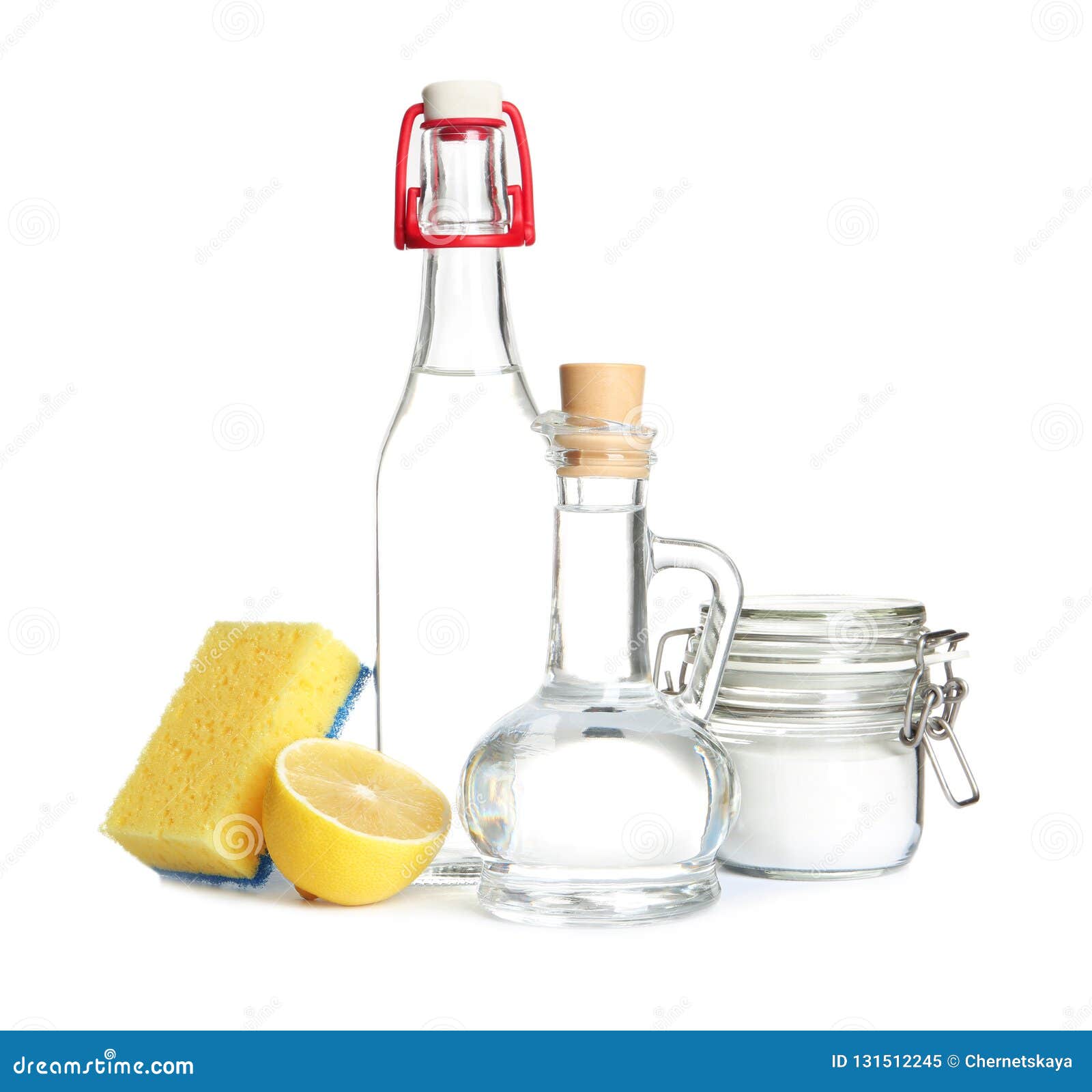 Composition with Vinegar, Lemon and Baking Soda Stock Image Image of